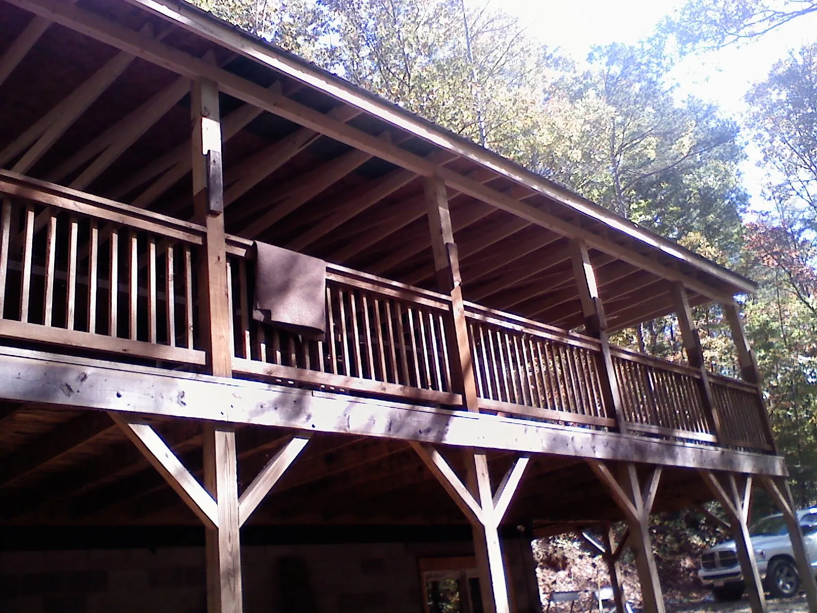 Timber framing under a new elevated porch and deck in Pennington